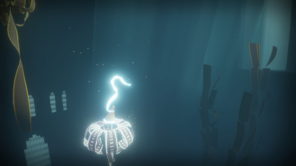 Journey, a white glowing character floating through the screen