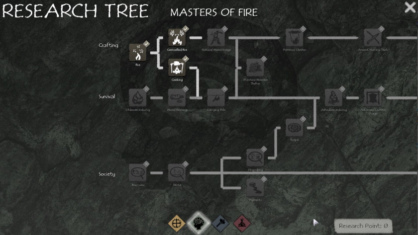 The tech tree menu.