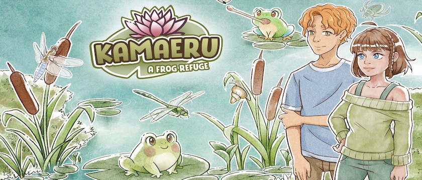Cleo and her friend on the banner of Kamaeru: A Frog Refuge