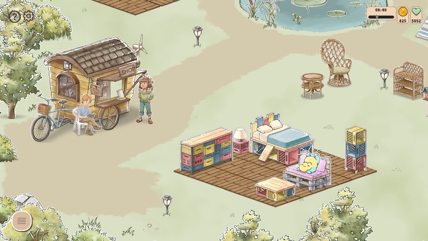 Kamaeru: A Frog Refuge A cozy little playroom for frogs next to the merchant cart in Kamaeru