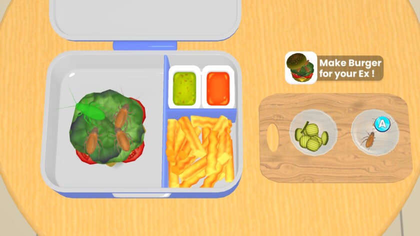 An image from Lunch Box Ready showing a lunchbox with a partially made burger, some dips and some fries.