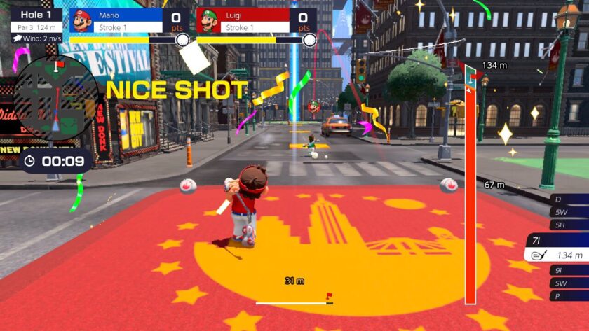 Mario at the tee in New Donk City