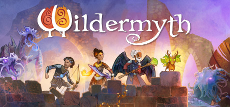 A vibrant and fantastical scene from the video game Wildermyth, showcasing three adventurers and a magical creature against a backdrop of mystical ruins and ethereal beings. The characters, each equipped with weapons and armor, appear ready for battle amidst a colorful, animated landscape. Published on: LadiesGamers.