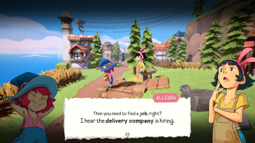 Mika and Allegra talking, with Allegra saying “Then you need to find a job, right? I hear the delivery company is hiring.” Published on: LadiesGamers