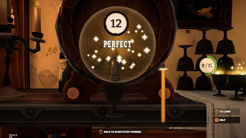 Tavern Manager Simulator Pouring a perfect drink in Tavern Manager Simulator.