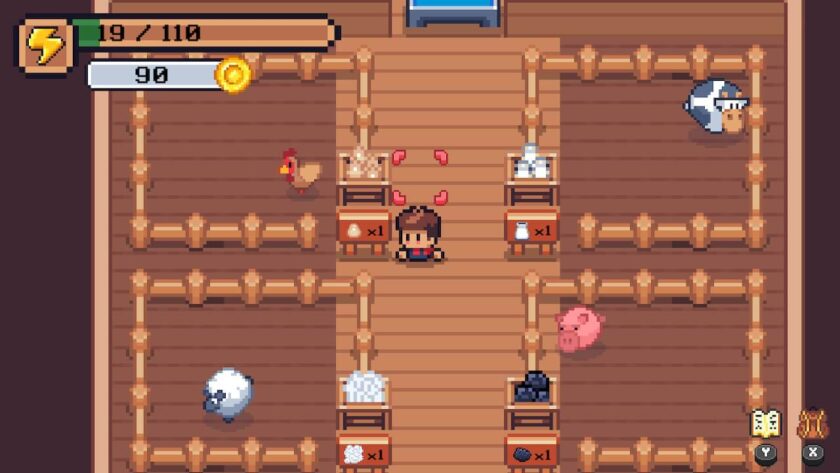 Inside the barn, with pens for the animals. There is one of each animal type in a pen, stylised as rounded and cute. Published on: LadiesGamers
