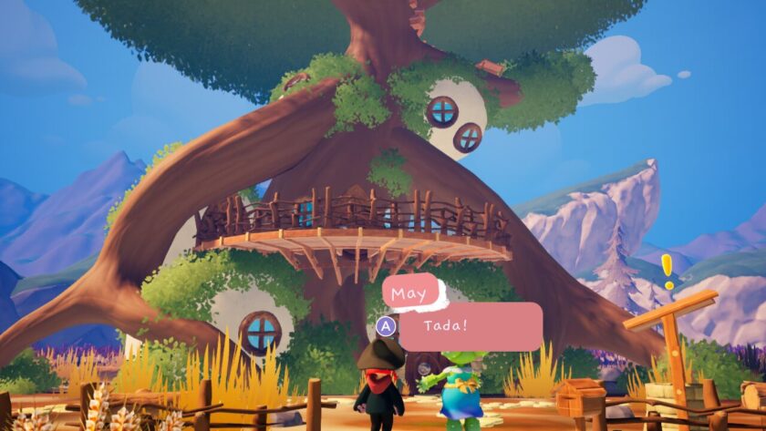 The player's character and May standing in front of a massive tree house. May saying “Ta da!” Published on: LadiesGamers