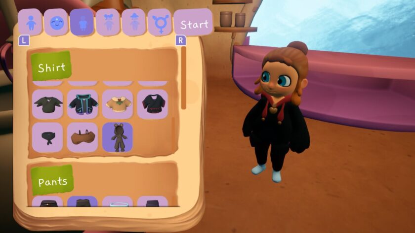 Clothes tab in the customisation menu, showing a range of tops including a onesie. Published on: LadiesGamers
