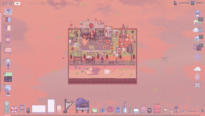 Diorama, an interior of a room on a pink background