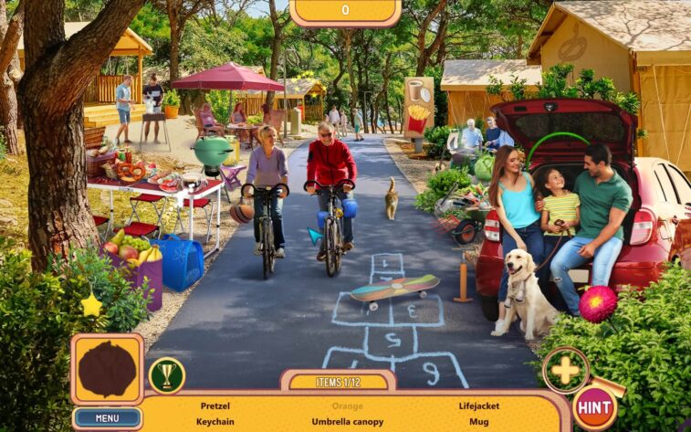 Amazing Weekend a hidden object scene - a park with people, bicycles, children