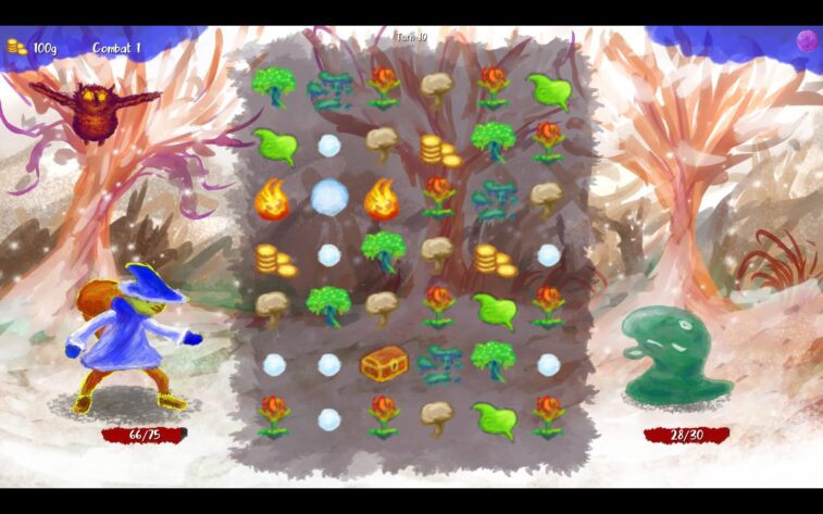 Idylls of the Lunar Maria match 3 puzzle on beige background