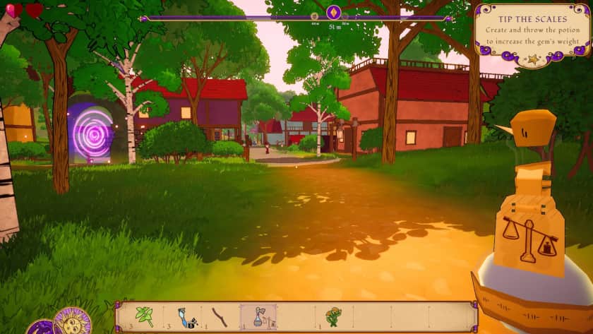 Some buildings in the woods in Alchemist: The Potion Monger.