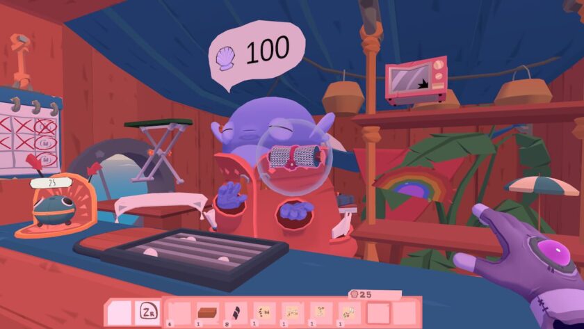 Merchant at the home island holding some fabric with a thought balloon showing 100 shells. Published on: LadiesGamers