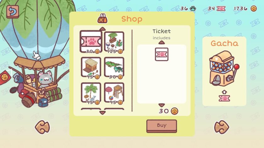 The shop menu, with various collections of objects to buy. There is also the option of using the vending machine. Published on: LadiesGamers