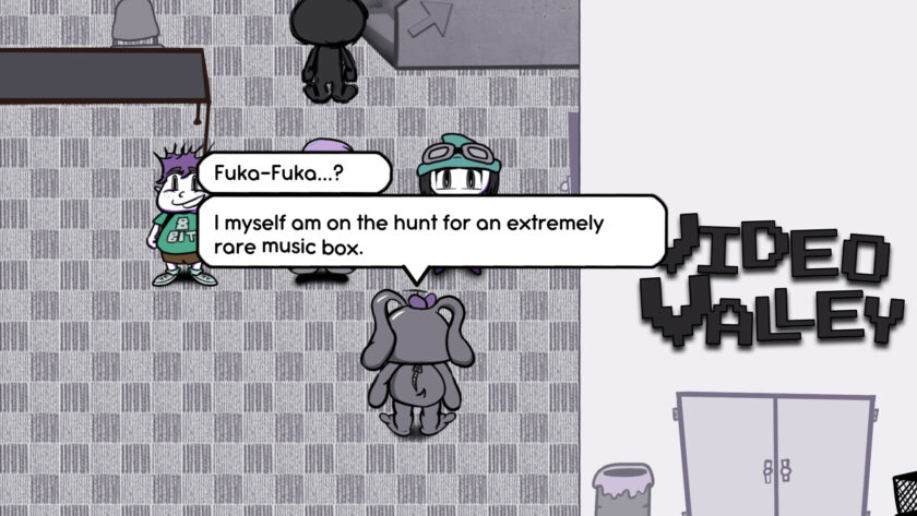 An image from MonCon showing another attendee telling Joey that they are looking for a music box.