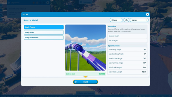 Planet Coaster 2 Design your own water slide or flume or use one of the prebuilt ones