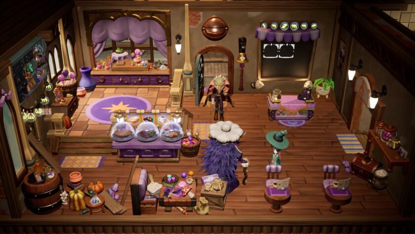 The Magical Bakery shop area, with Baba and my character facing the door as a tall, thin man enters. Published on: LadiesGamers
