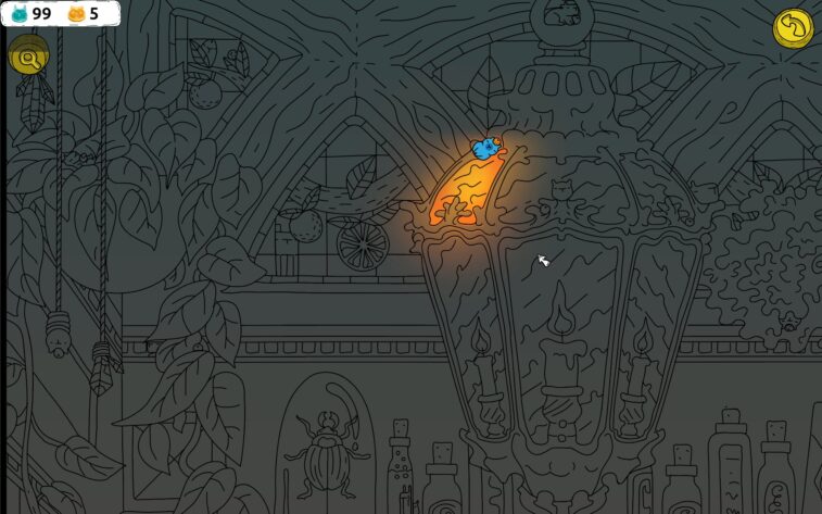 A blue capybara giving an orange glow on a dark background