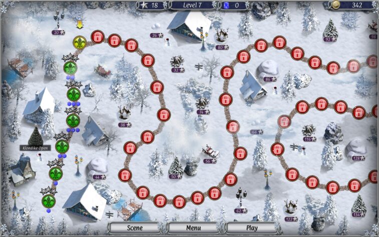 Jewel Match Solitaire the map on a snowy background