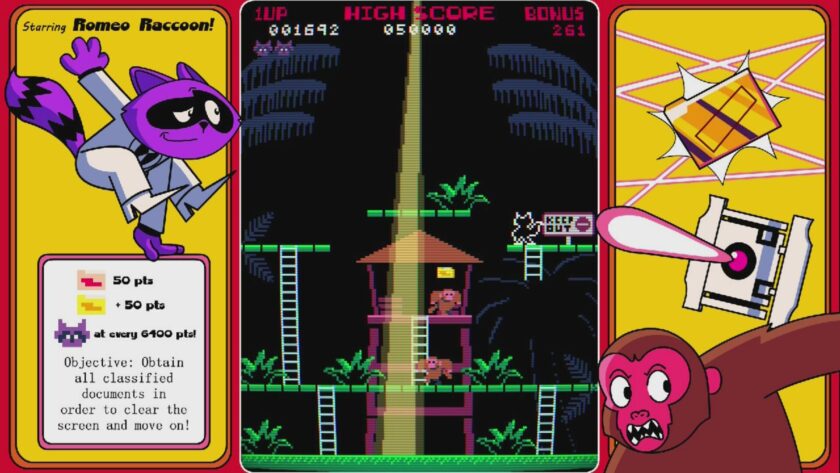 Super Spy Raccoon avoid the searchlight