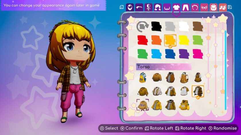 Customisation menu on the torso options, with the choice of 14 colours, like black, orange and pink, and 14 different styles of top, from pinafores to tee shirts. Published on: LadiesGamers