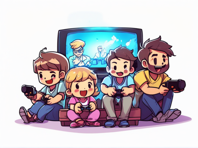An image showing a family playing video games together.