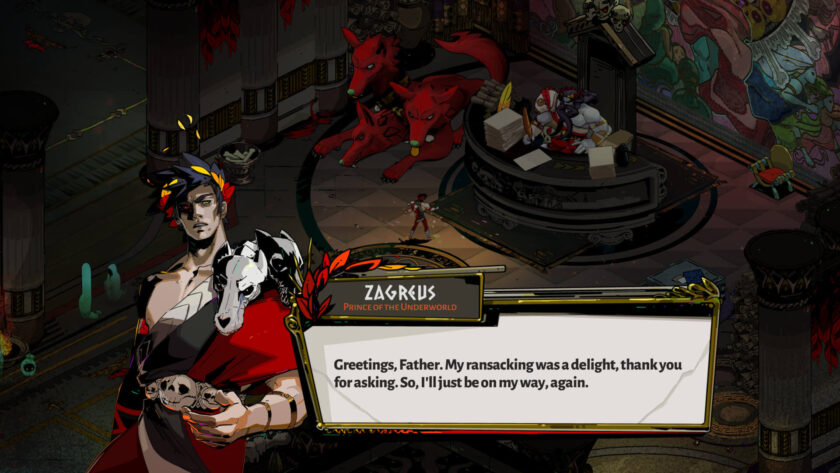 Games I've tried because of LadiesGamers Hades, main character talking to his father about going out again