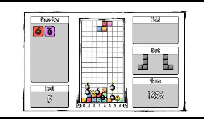 tetrimatch pencil style white grid background with colorful blocks