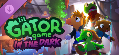 A vibrant promotional image for Lil Gator Game, showcasing four adorable animal characters exploring a mysterious cave illuminated by glowing lights. The playful design highlights the tagline "In The Dark," emphasizing an adventurous theme. Published on: LadiesGamers.