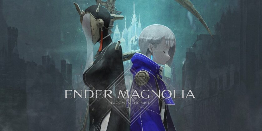 Title image for Ender Magnolia Bloom in the mist, with the heroes back to back. Published on: LadiesGamers