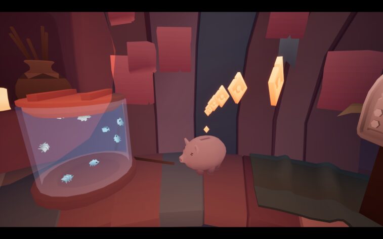 Coins going in a piggy bank