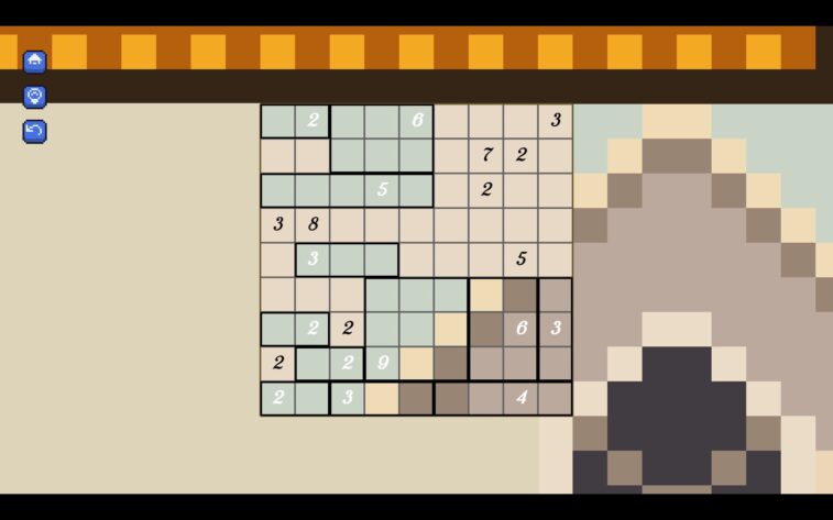 a close up of a grid with squares and numbers with a brown frame in the background
