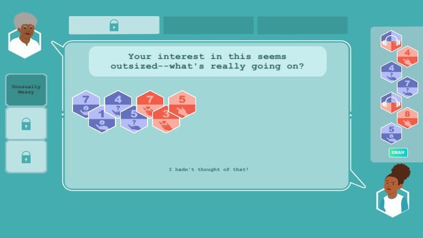 The card game in Caduceus Quest is about communicating with patients.
