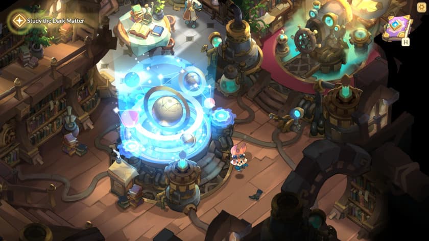 A glowy vortex of controls for the space ship in Pilo and the Holobook.