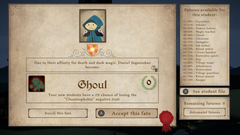 Daniel Segarus has graduated as a ghoul, which has a two percent chance that new students will lose the claustrophobia trait. Published on LadiesGamers