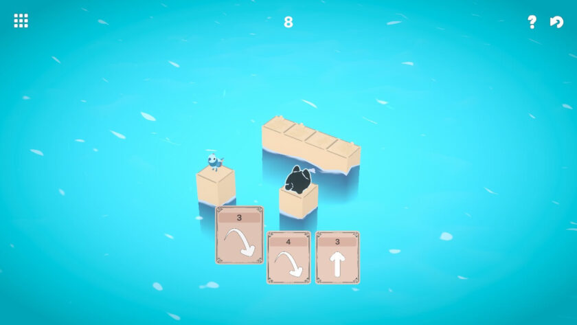 a blue field with grey squares, a bird and a cat. Published on LadiesGamers