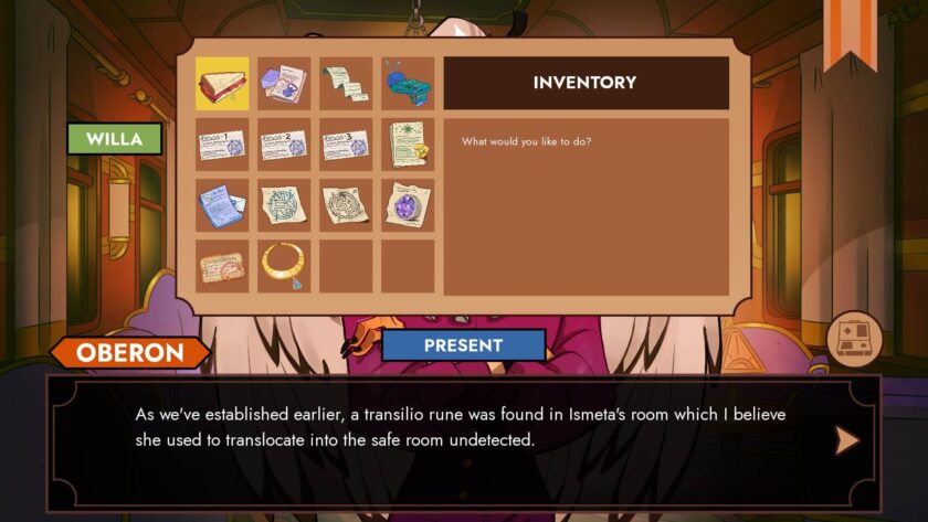 an inventory with clues