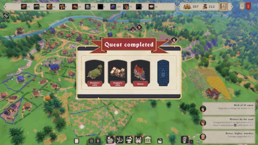 A Quest Completed menu has popped up on screen, showing what new buildings are available in City Tales: Medieval Era. Published on LadiesGamers