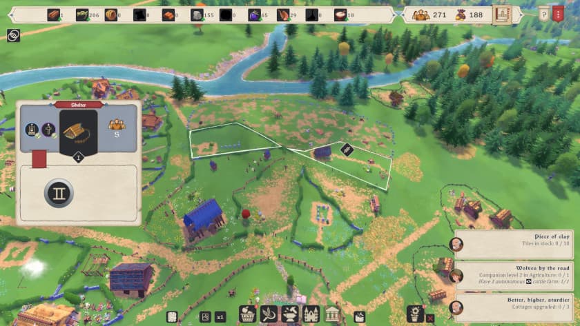 A town layout includes houses and churches in City Tales: Medieval Era. Published on LadiesGamers
