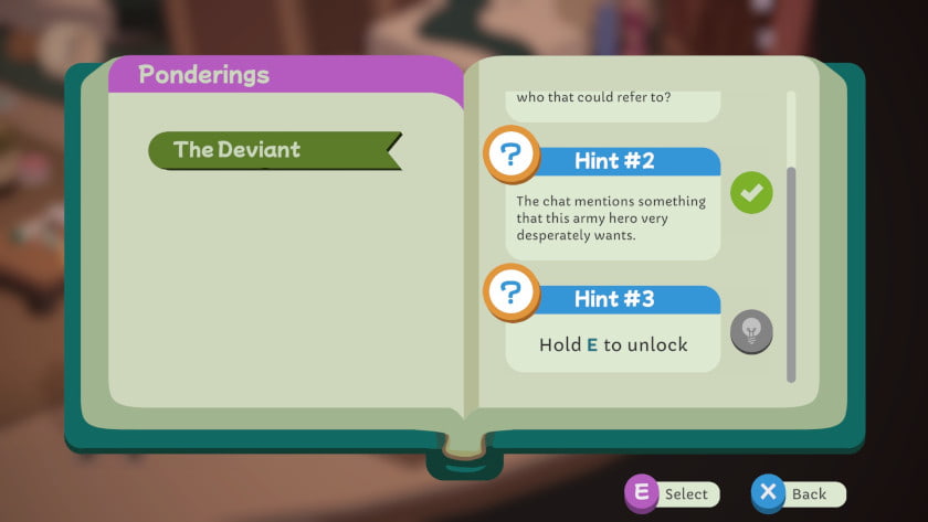 Hint system in Duck Detective: the Ghost of Glamping.