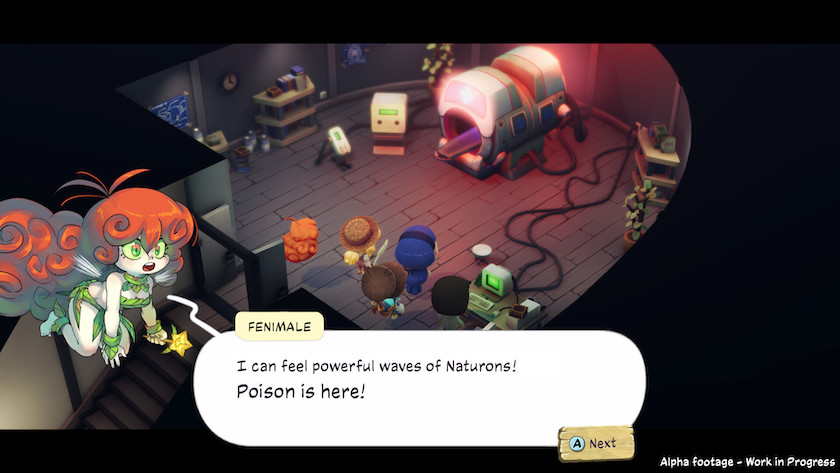 A roundish ginger fairy warns of Naturons in Maliki