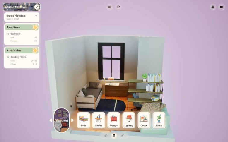 an interior in progress with window, bed, desk. Published on LadiesGamers