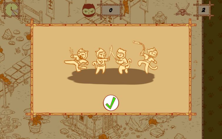 dancing ninja cats on an orange background