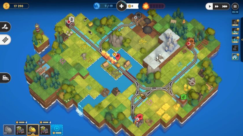 Train Valley Origins train going over a bridge. Published on LadiesGamers