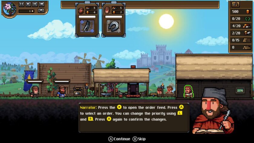 The narrator explaining “press the right arrow to open the order feed. Press A to select an order. You can change the priority using L and R. Press A again to confirm the changes.” Published on LadiesGamers