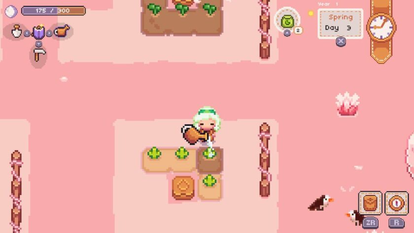 Luna watering a crop. Published on LadiesGamers