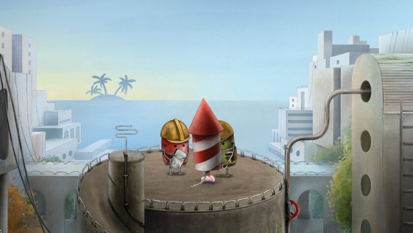 Red Can, holding a lighter, is next to Green Can, both standing near a firework. Published on LadiesGamers