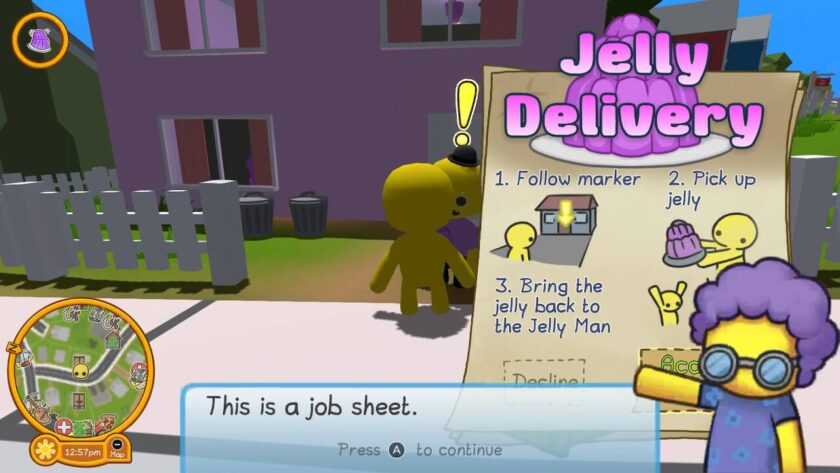 The instructions for the jelly delivery job, with Grandma saying “This is a job sheet”. Published on LadiesGamers