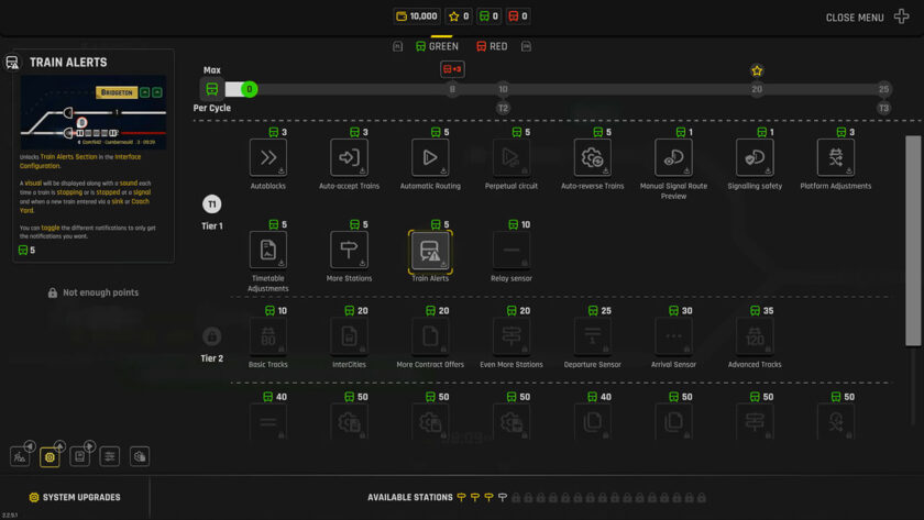 Rail Route upgrade screen. Published on LadiesGamers