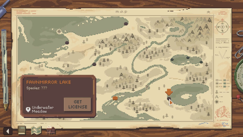 a pixelized map of fishing spots. Published on LadiesGamers